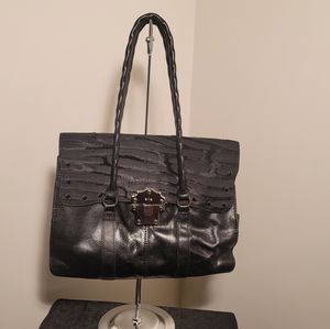 Patricia Nash Shoulder Bag Purse Leather Black NWOT *Front clasp broken*